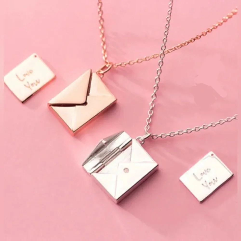 Unique “ Love You” Envelope Locket Necklace - Picture 1 of 8
